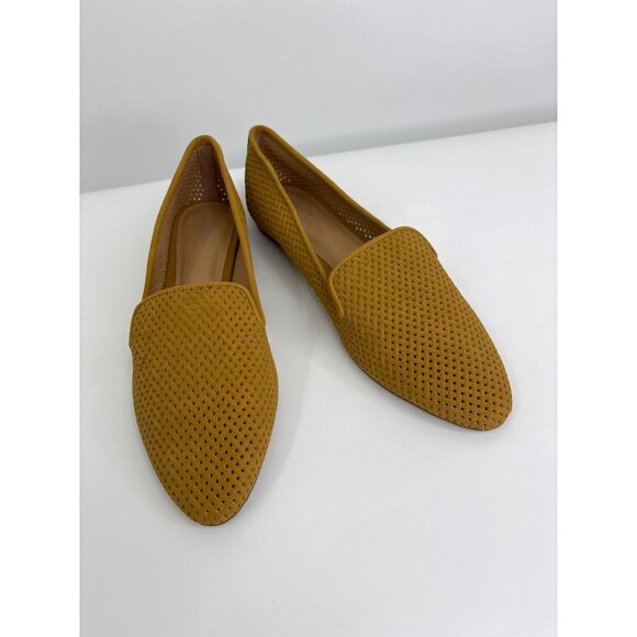 Market & Spruce June Smoking Flat Shoe Basket Weave Mustard Yellow Size 8 NWOB - Picture 1 of 8